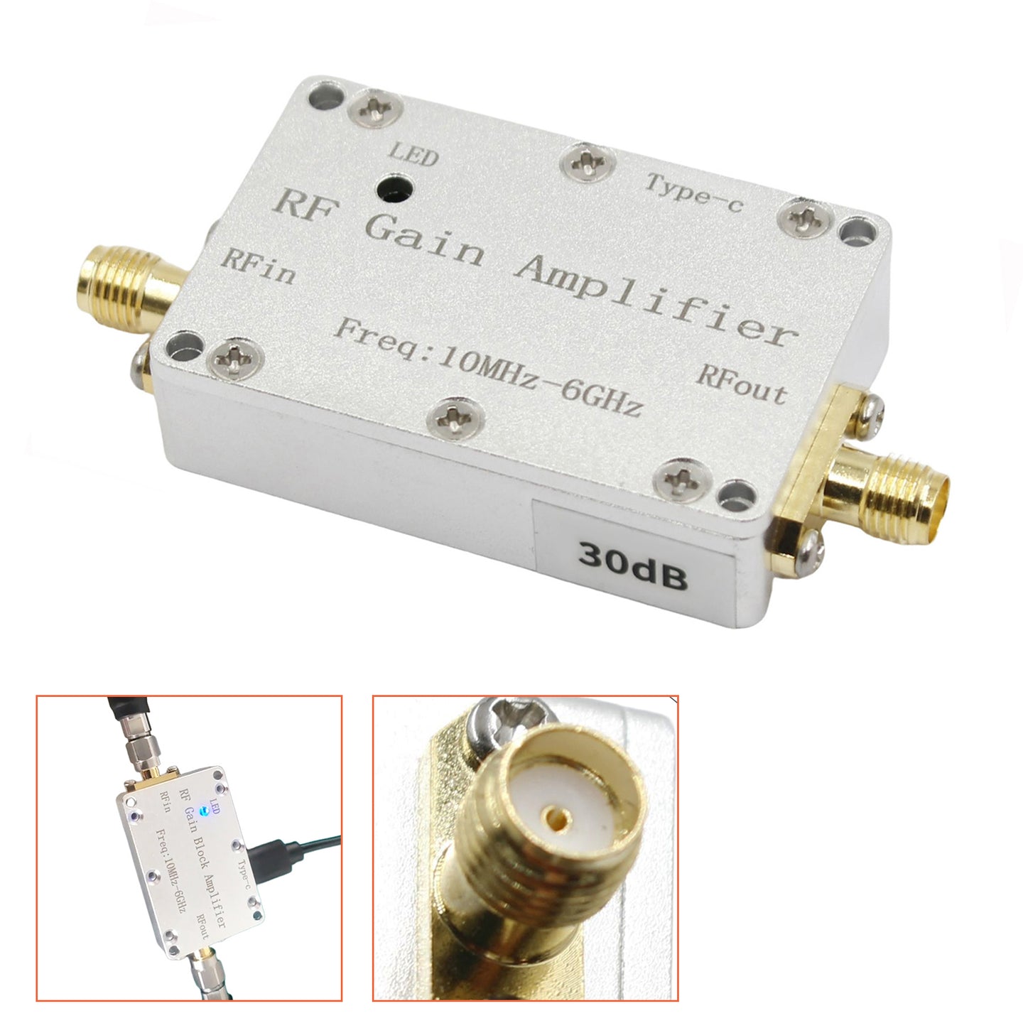 10M-6GHz RF Amplifier 30dB High Gain Driver Receiving Amplifier Signal Module
