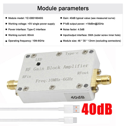 10M-6GHz RF Amplifier 40dB High Gain Driver Receiving Amplifier Signal Module