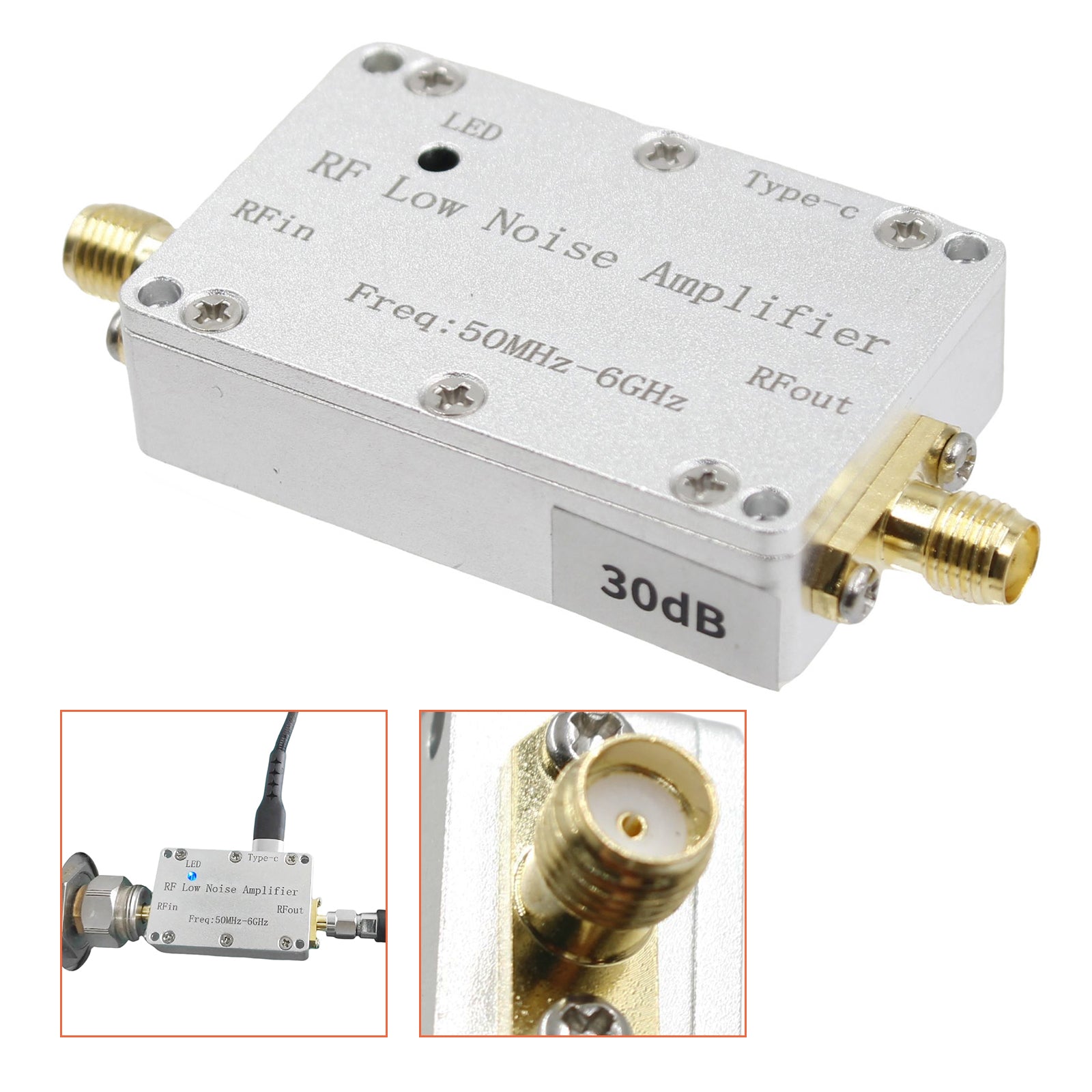 50m-6GHz Radio Frequency Low Noise Amplifier 30dB High-Gain Front LNA Signal
