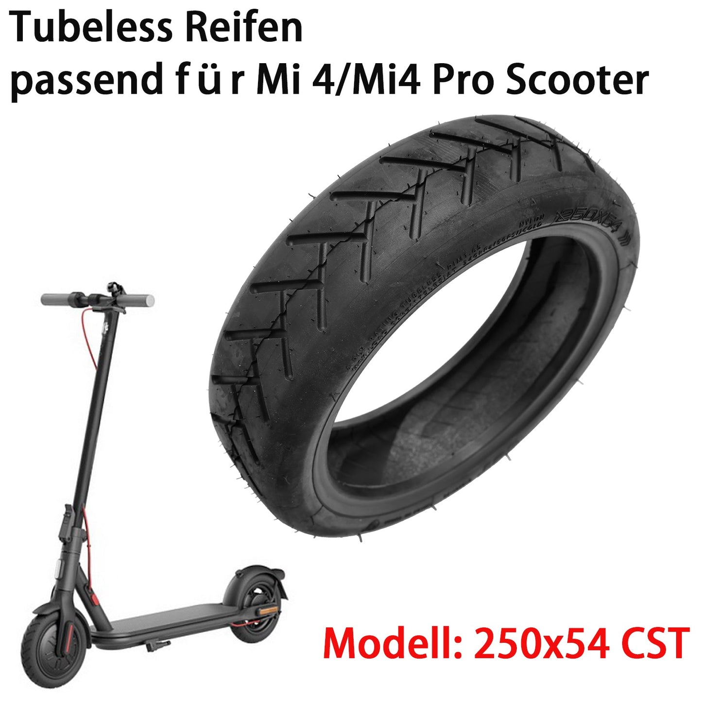250x54 CST E-Scooter Tubeless Thickened Tyre for Xiaomi 4/Mi4 Pro