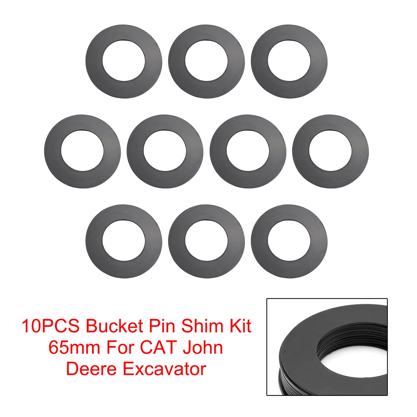 65MM Excavator Bucket Pin Shims Kit For Cat Deere 130G Kobelco Hitachi Case