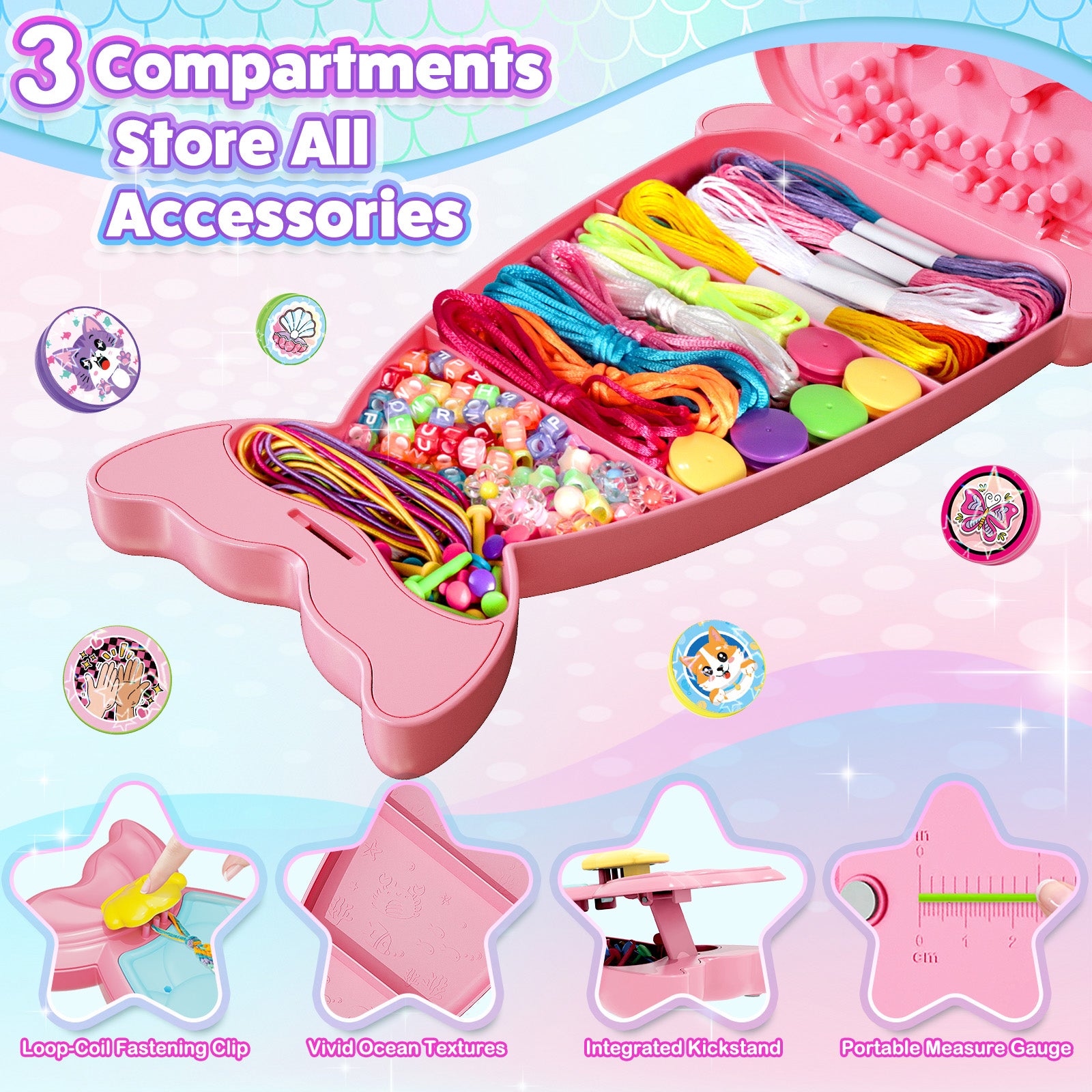 Friendship Bracelet Making Kit DIY Art Craft 6-12 Year Girl Birthday Gift Pink
