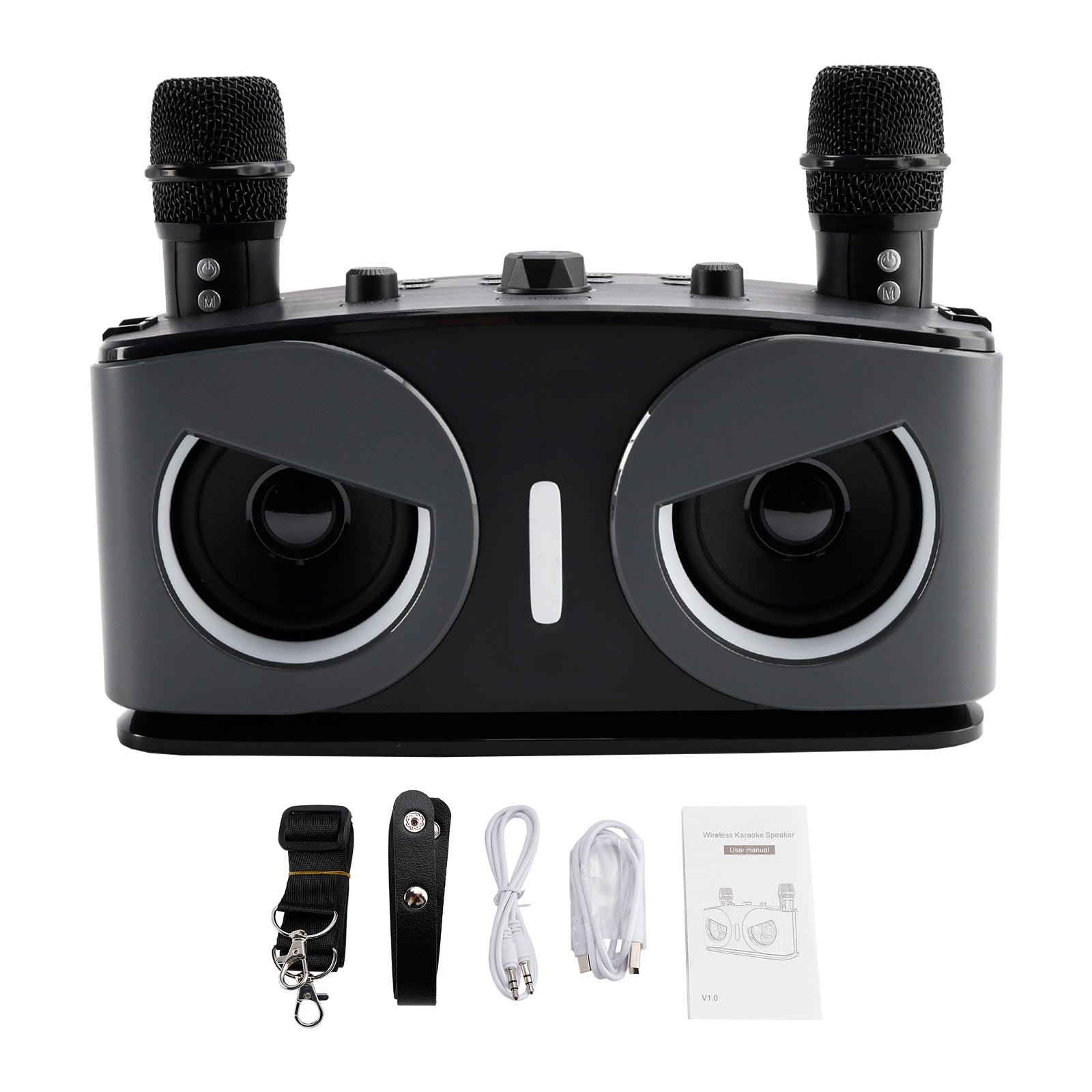 Karaoke Machine for Kids & Adults with 2 Microphones, Portable Bluetooth Speaker with Voice Changer & Echo for Parties