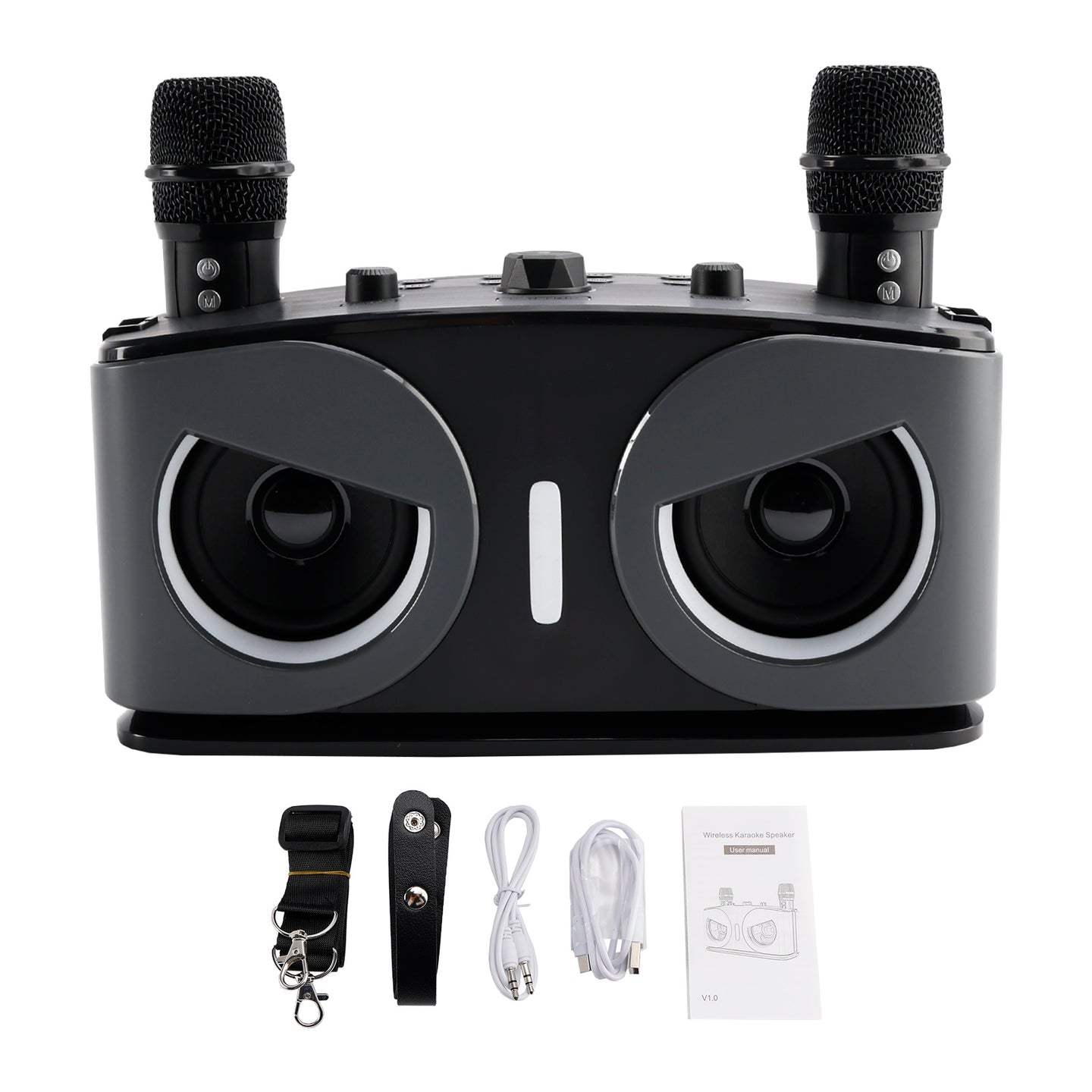 Karaoke Machine for Kids & Adults with 2 Microphones, Portable Bluetooth Speaker with Voice Changer & Echo for Parties