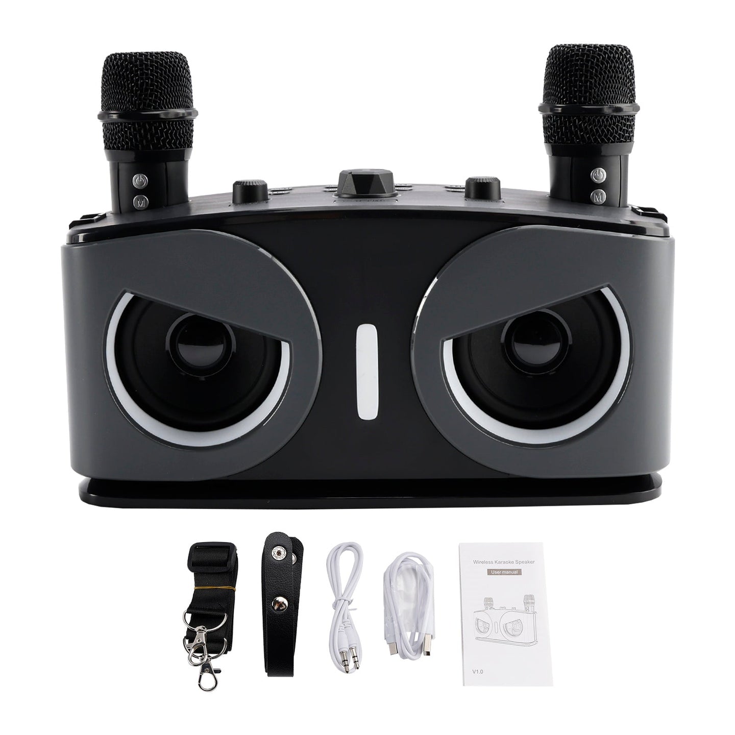 All-in-One Karaoke Machine with Bluetooth Speaker, Dual Mics & Home Theater Sound
