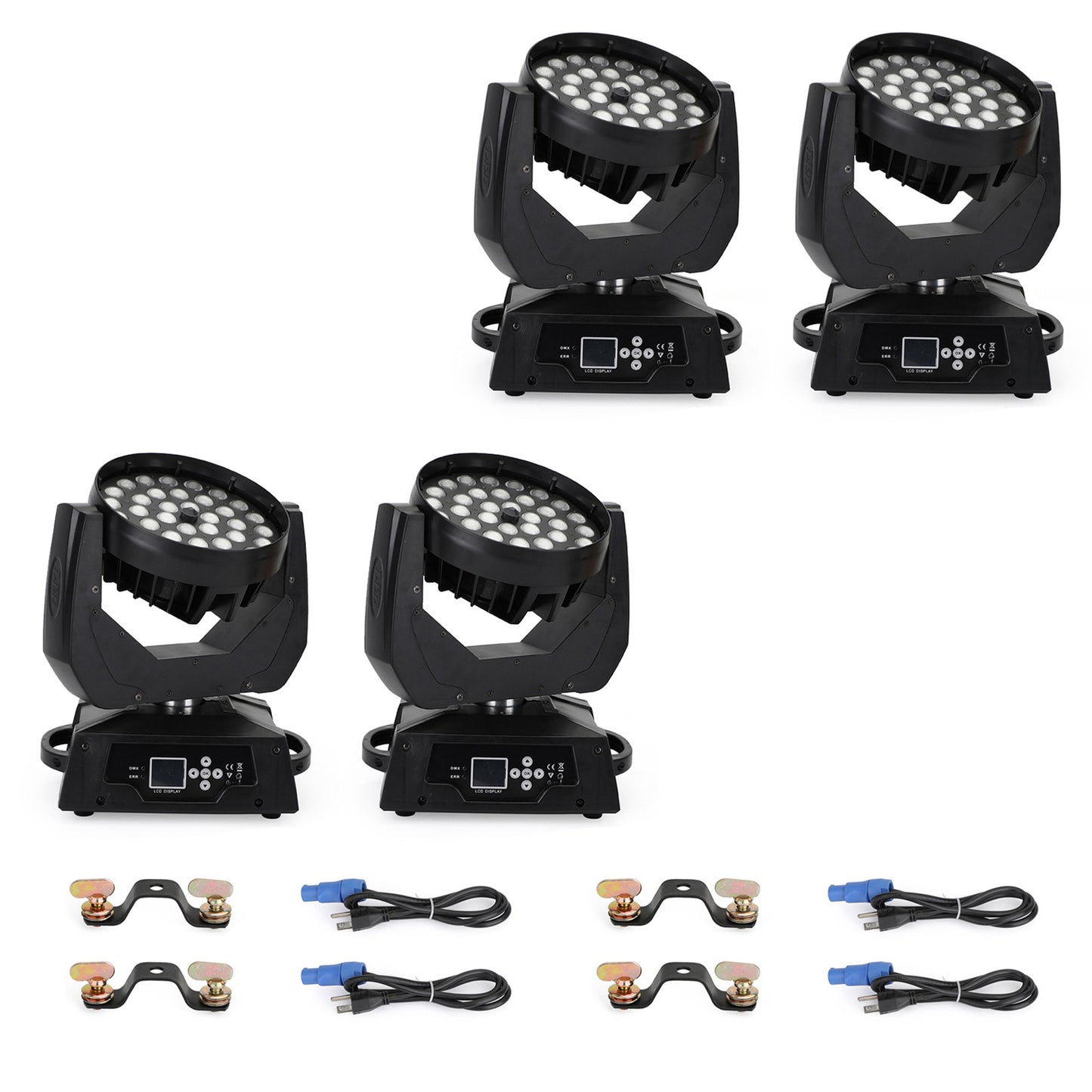 4Pcs 36 x 10W RGBW 4in1 LED Zoom Moving Head 360W Wash Stage Light DMX 15CH