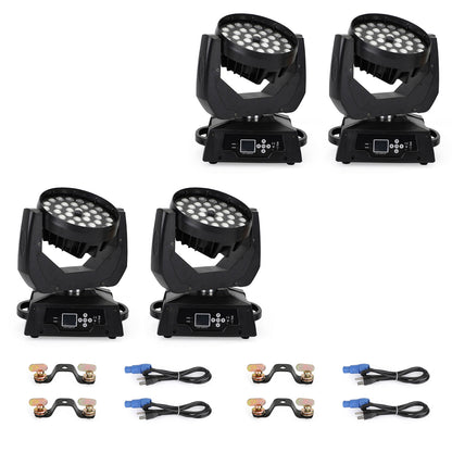 4Pcs 36 x 10W RGBW 4in1 LED Zoom Moving Head 360W Wash Stage Light DMX 15CH