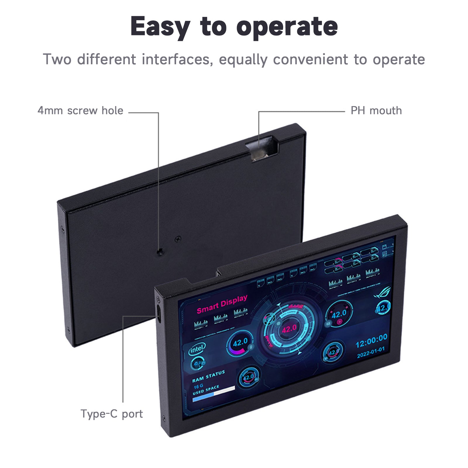 5-inch Chassis Sub-Screen IPS HD Smart Display USB Desktop Sub-Screen Type-C PC