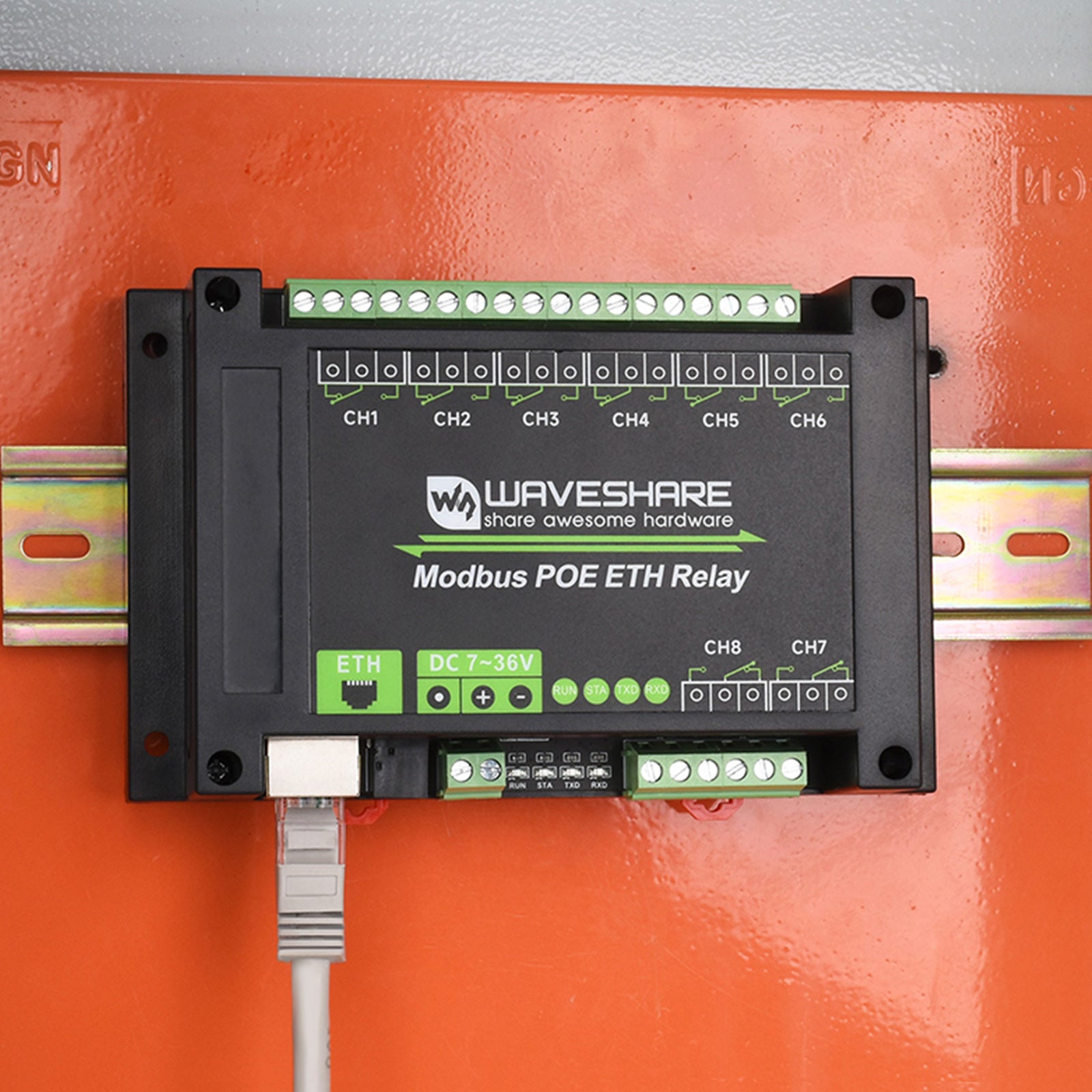 Industrial 8-Channel Ethernet Relay Module Modbus RTU/TCP Protocol Poe Ethernet