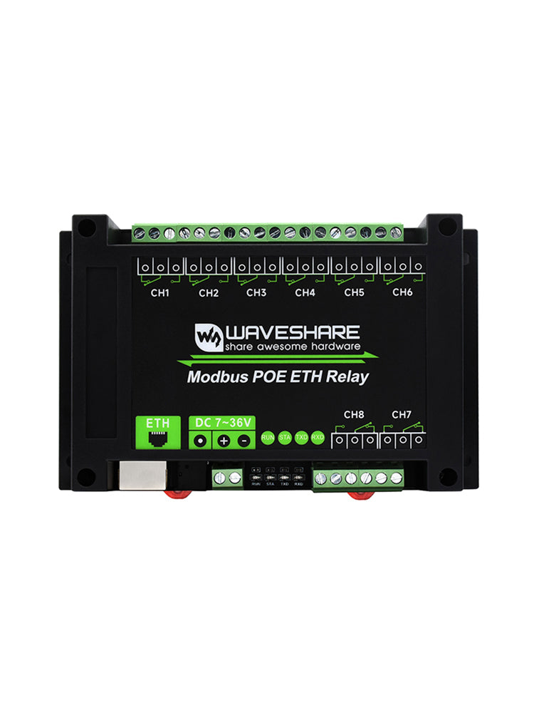 Industrial 8-Channel Ethernet Relay Module Modbus RTU/TCP Protocol Poe Ethernet