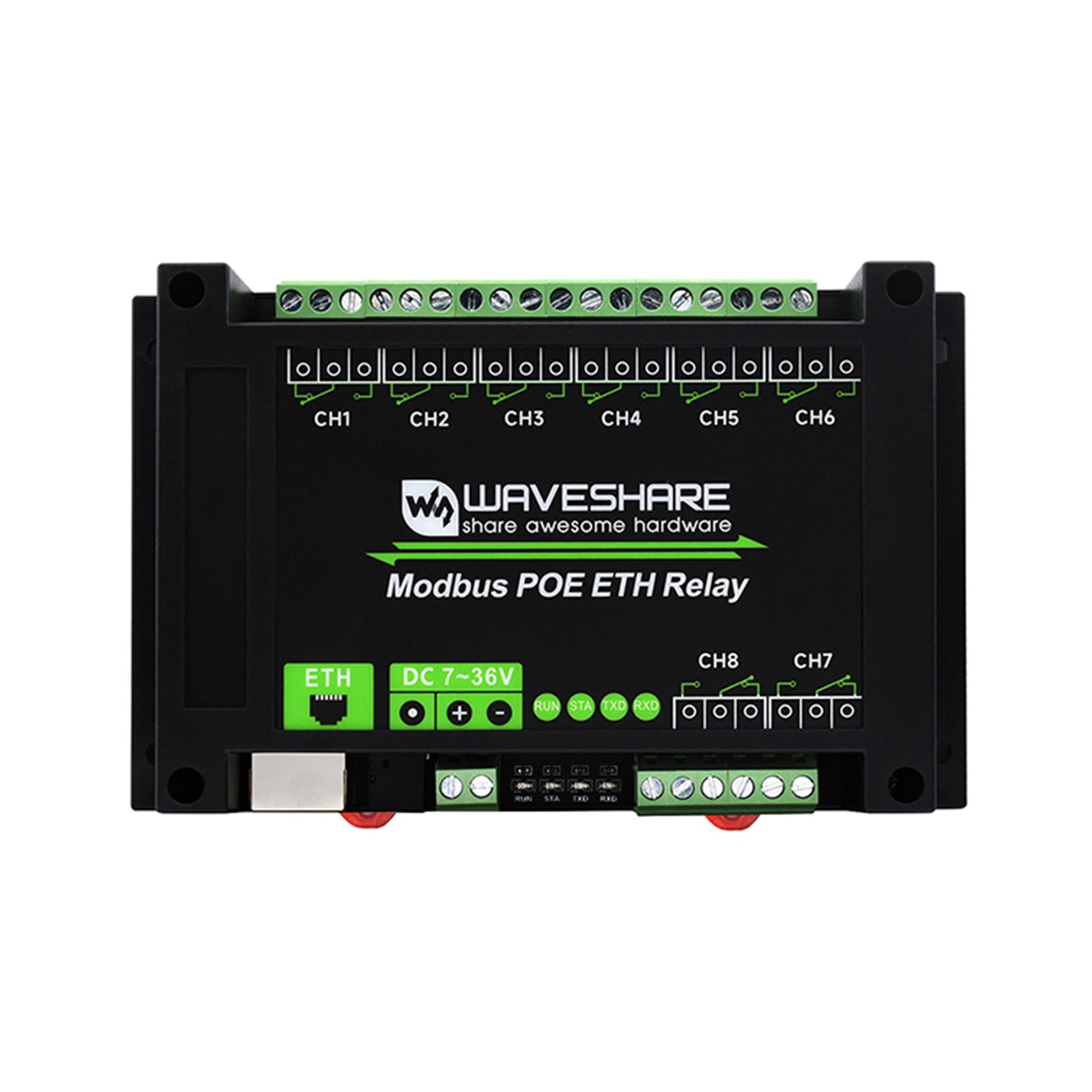 Industrial 8-Channel Ethernet Relay Module Modbus RTU/TCP Protocol Poe Ethernet