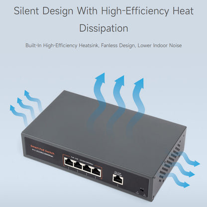 120W Gigabit Ethernet Poe Switch 10/100/1000M Port Adaptive Plug 4 Network Ports