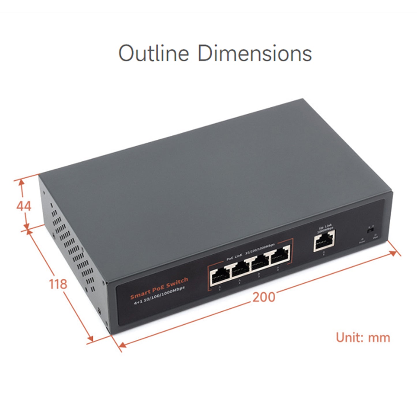 120W Gigabit Ethernet Poe Switch 10/100/1000M Port Adaptive Plug 4 Network Ports