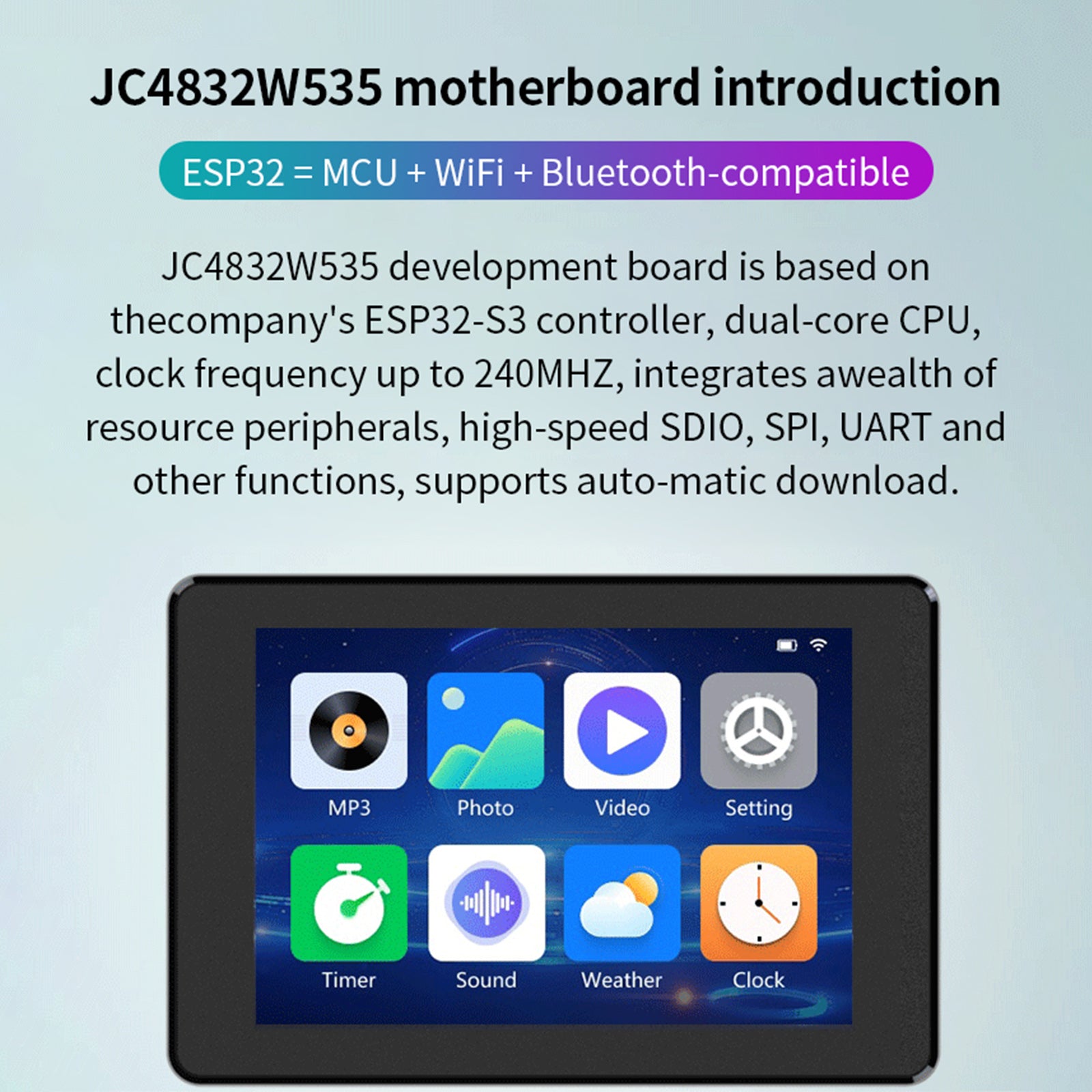 ESP32 S3 Development Board 3.5inch IPS Smart Touch Screen Built-In Firmware WIFI