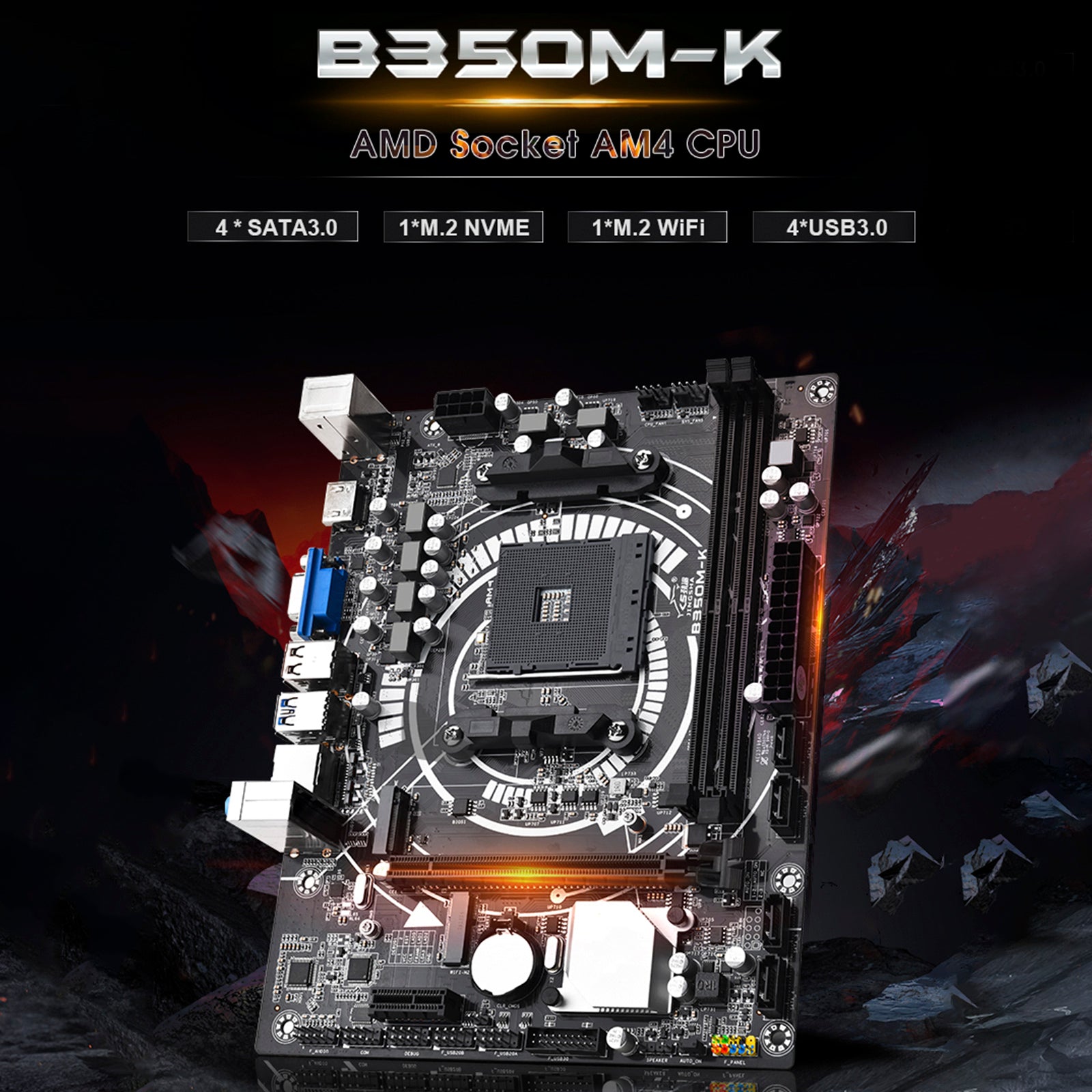 B350M-K Computer Motherboard AMD Socket AM4 CPU WIFI NVME Gigabit Network Card
