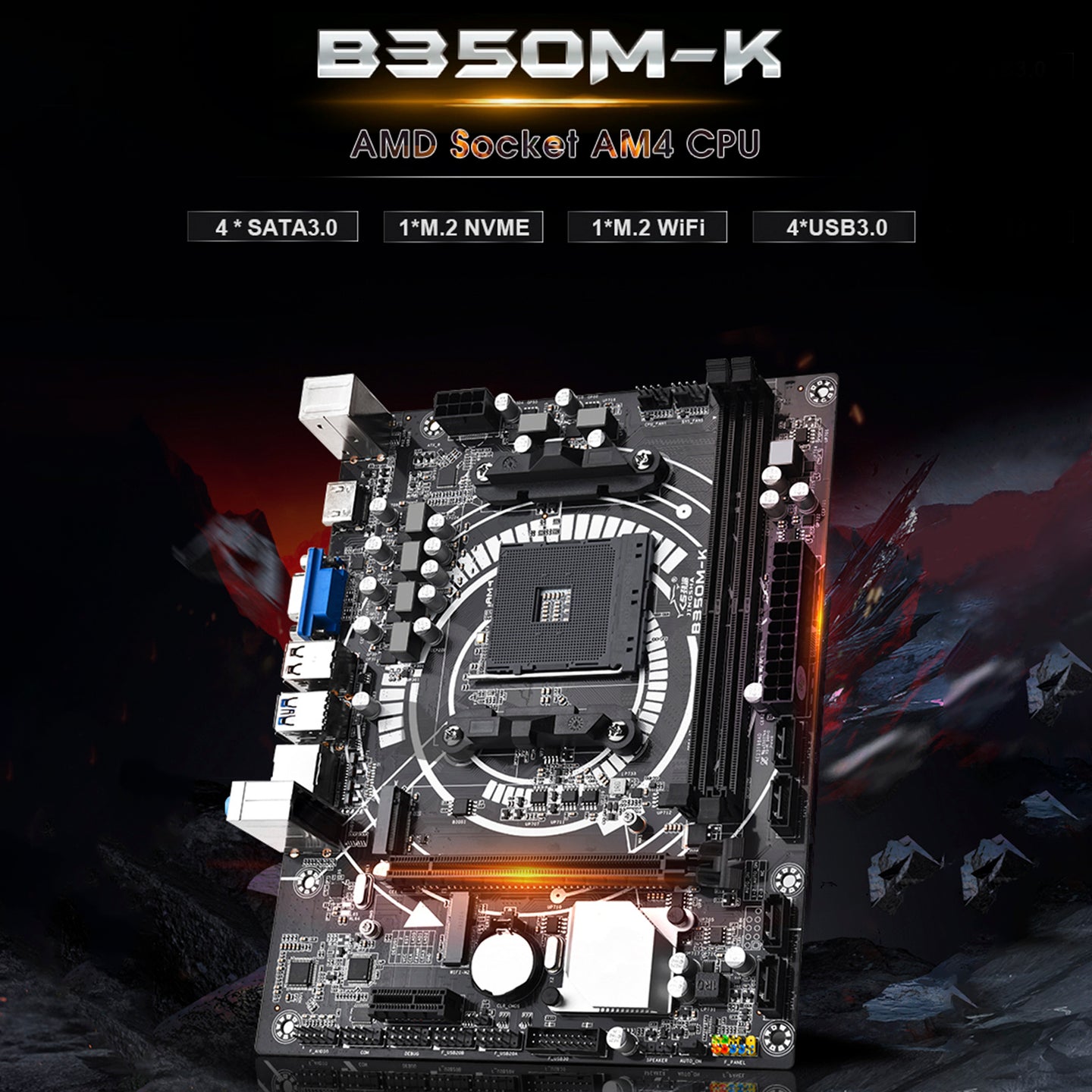 B350M-K Computer Motherboard AMD Socket AM4 CPU WIFI NVME Gigabit Network Card