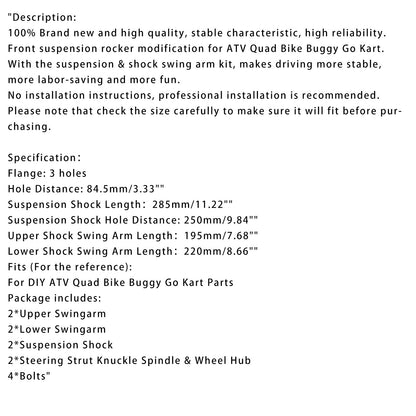 11 inch Front Suspension Swingarm Buggy Electric ATV Go Kart Bike