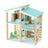 2 Story Blue Wooden Doll House With 16 Accessories Toy Gift For 3 +Years Kids