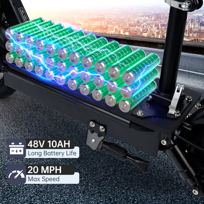 400W Adult Shock Absorption Electric Scooter with Seat 10" Commuter Electric Scooter With Carry Basket - Up to 25 Miles 20MPH For Lady