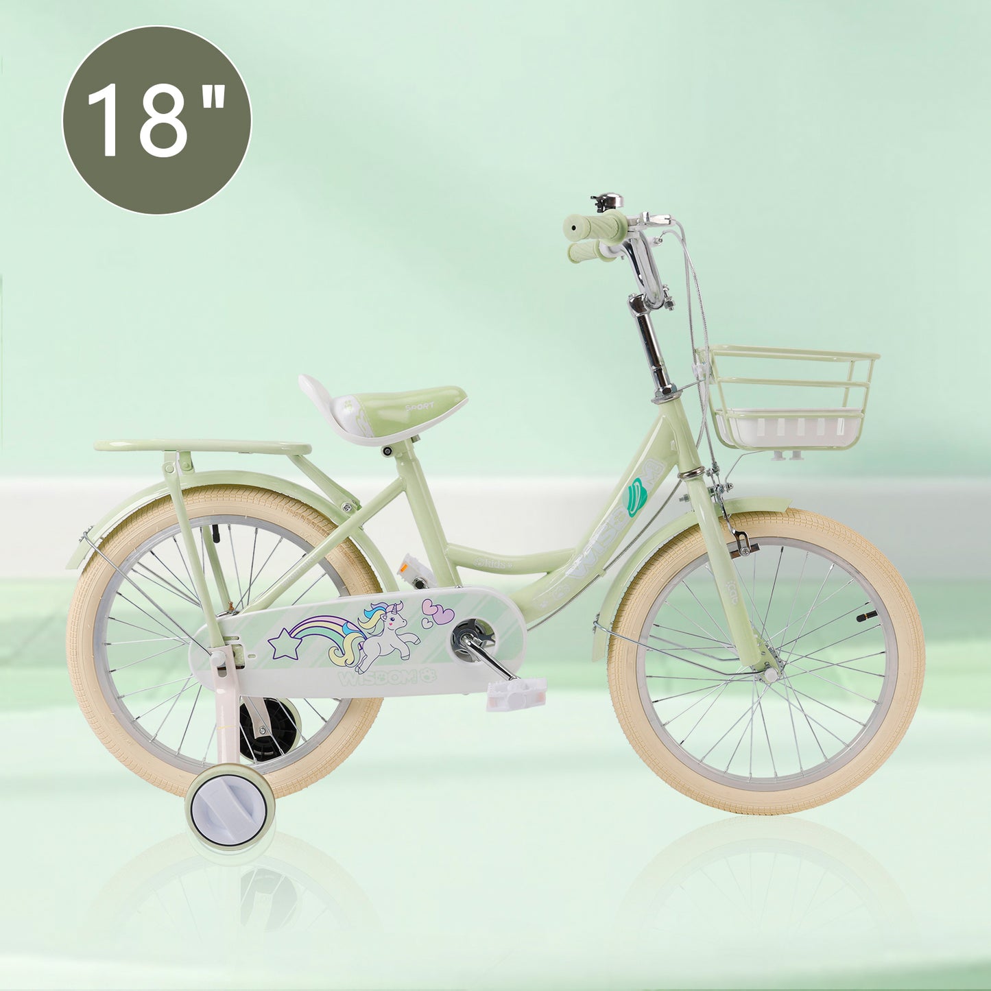 16"/18" Child Bicycle Girls Bike with auxiliary wheels & Rack & Basket