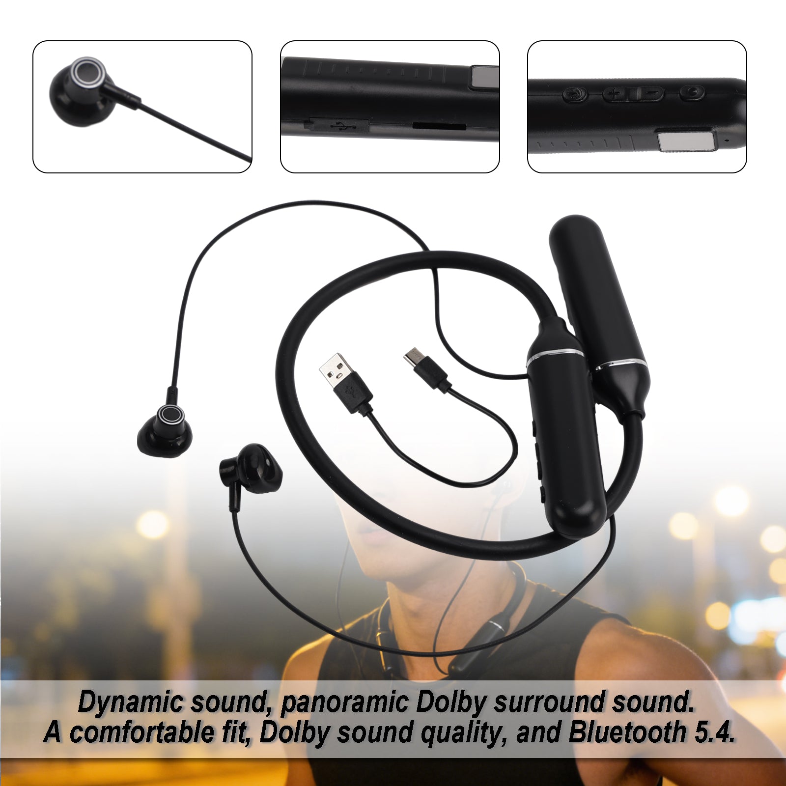 Bluetooth Headphones Wireless Neckband Bluetooth Headset for Phone Laptop PC TV