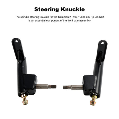 Right/Left Steering Knuckle Spindle fit for Coleman Go Kart KT196 CK196-T & 196cc 6.5 Hp Gas Powered Go Kart Spindle