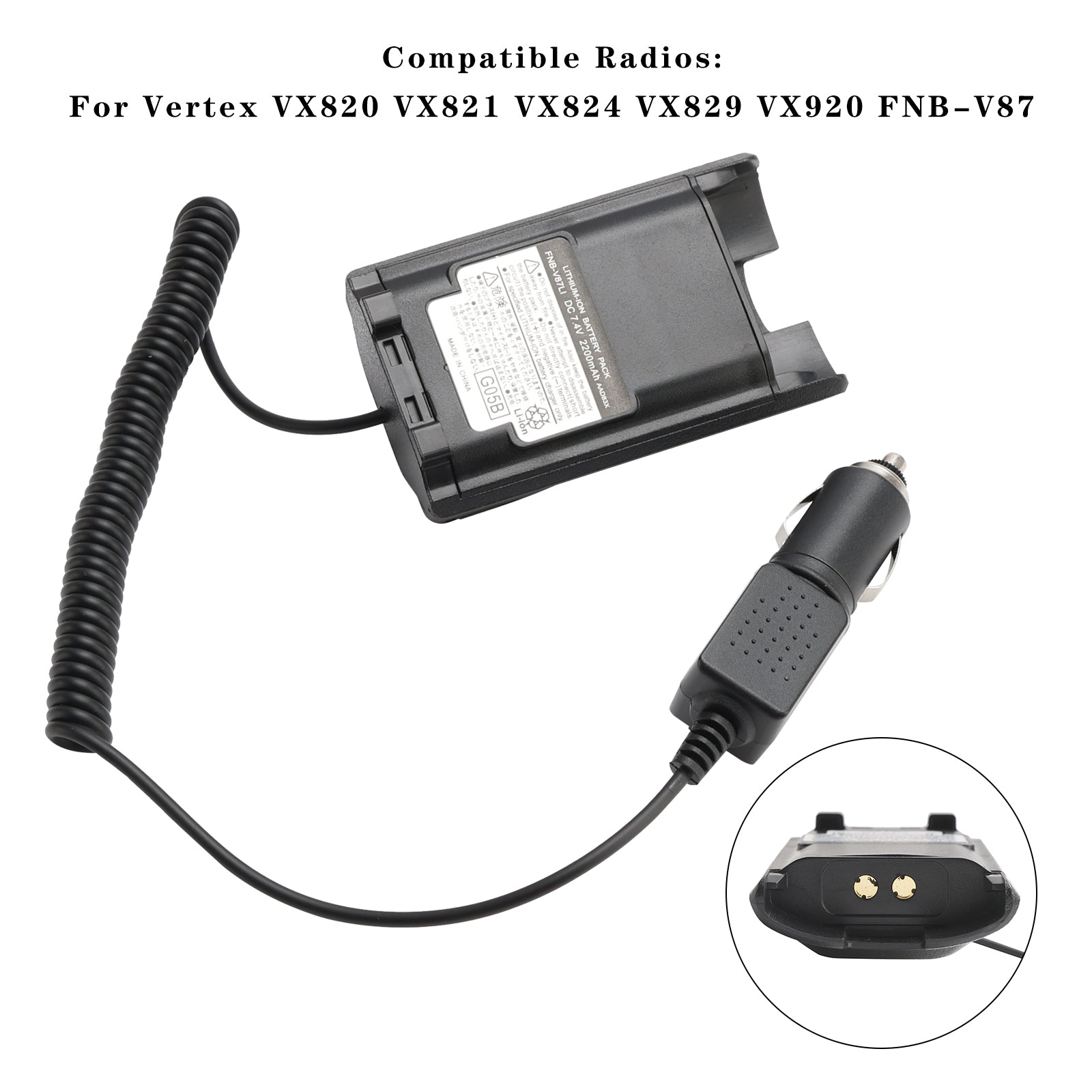 FNB-V87 Car Charger 12V/24V Battery Eliminator For VX820 VX821 VX824 VX829 VX920