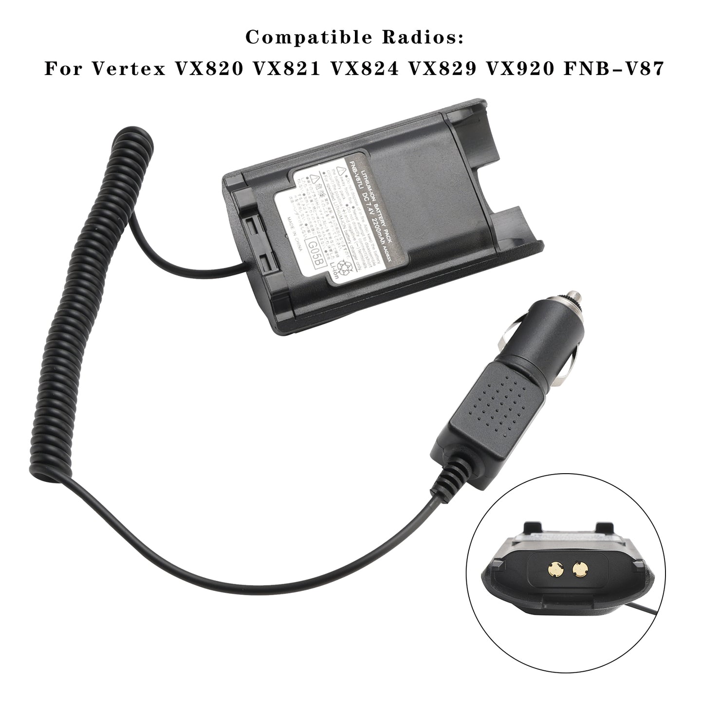 FNB-V87 Car Charger 12V/24V Battery Eliminator For VX820 VX821 VX824 VX829 VX920