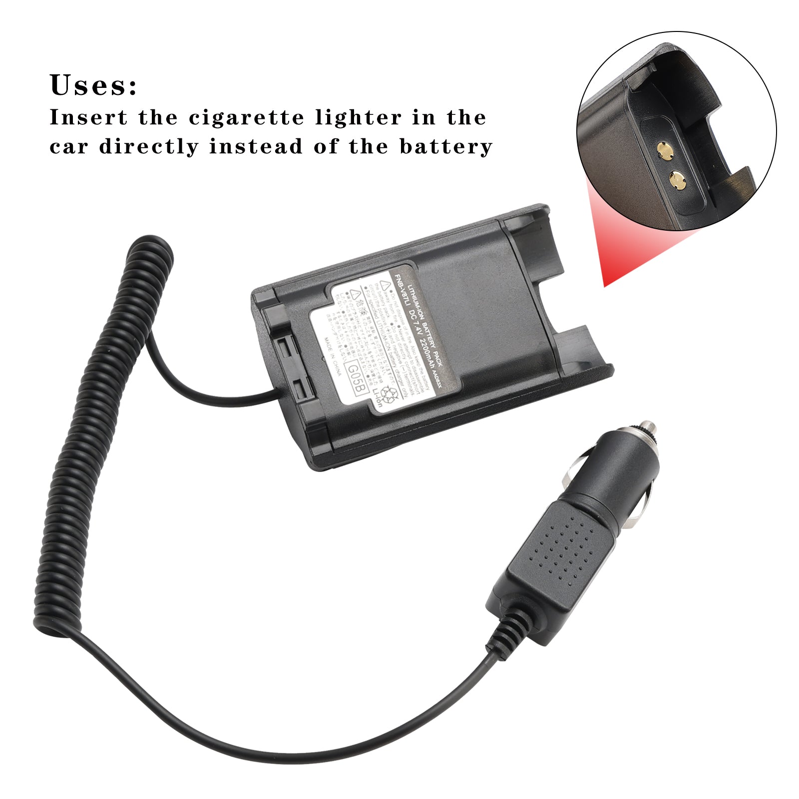 FNB-V87 Car Charger 12V/24V Battery Eliminator For VX820 VX821 VX824 VX829 VX920