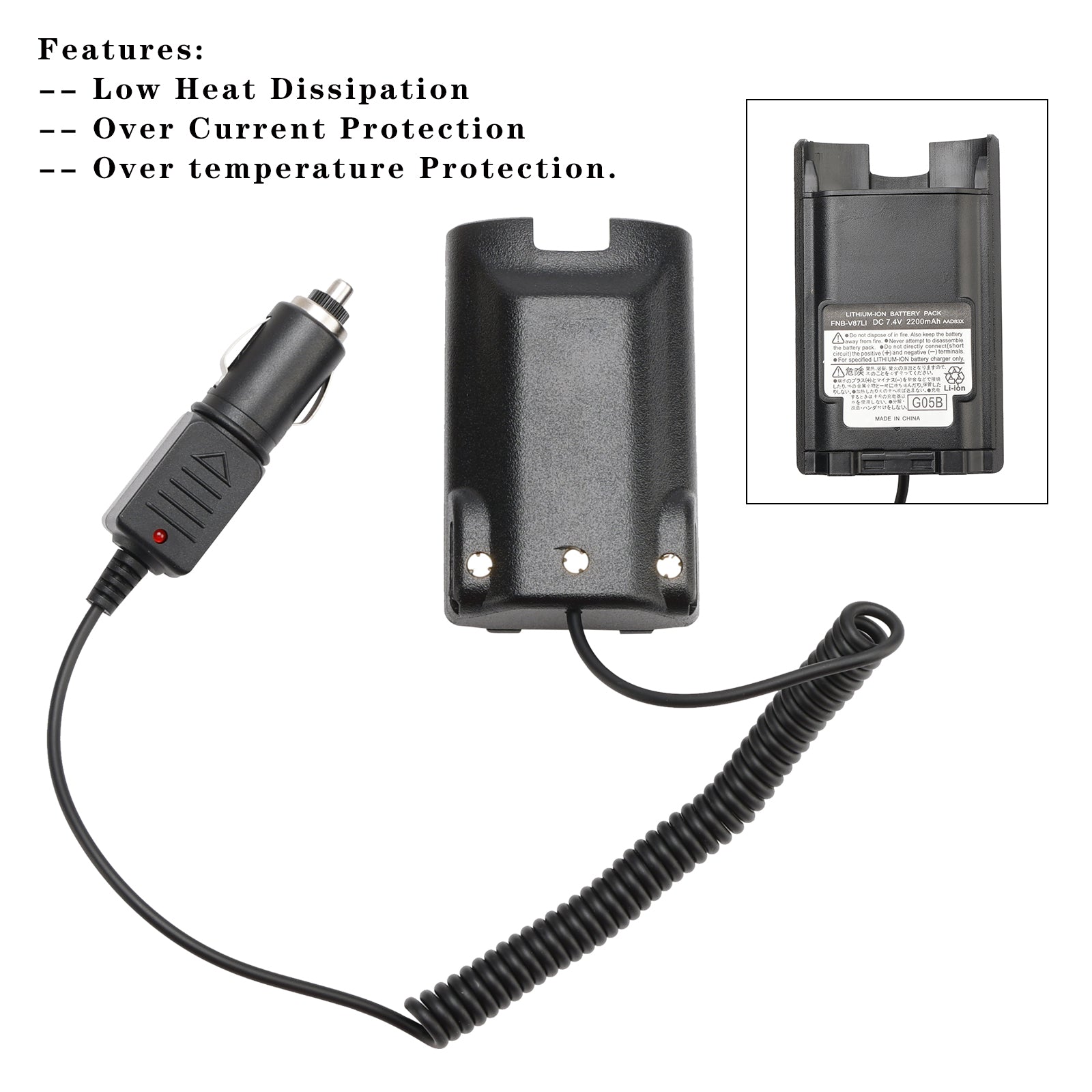 FNB-V87 Car Charger 12V/24V Battery Eliminator For VX820 VX821 VX824 VX829 VX920