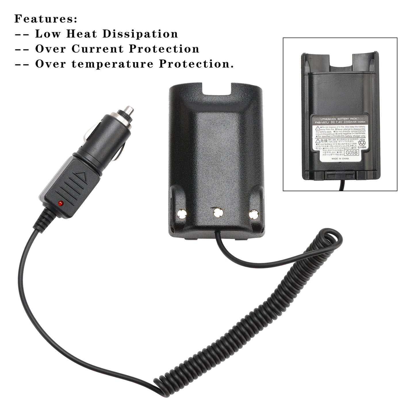 FNB-V87 Car Charger 12V/24V Battery Eliminator For VX820 VX821 VX824 VX829 VX920