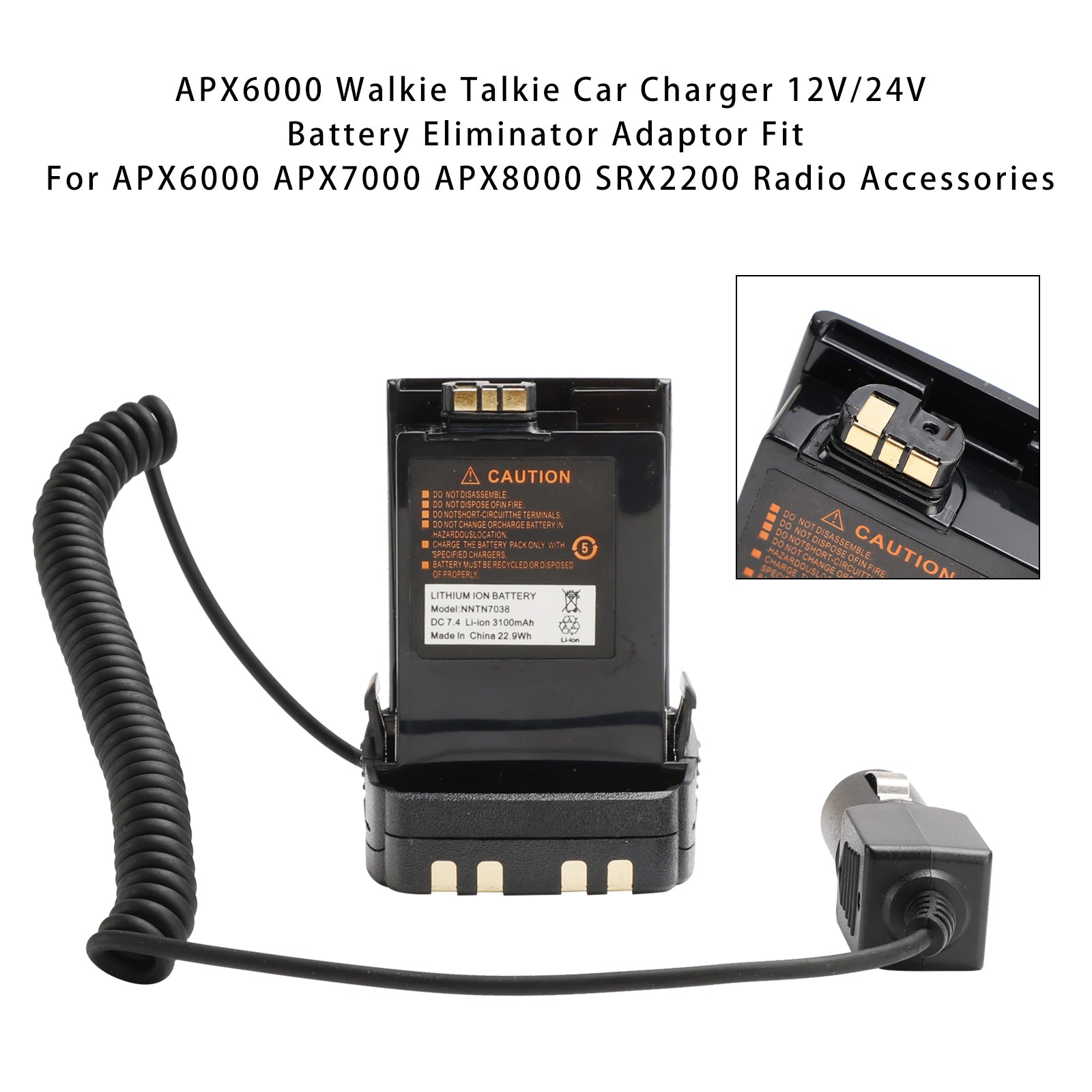 APX6000 Car Charger 12V/24V Battery Eliminator For APX7000 APX8000 SRX2200 Radio