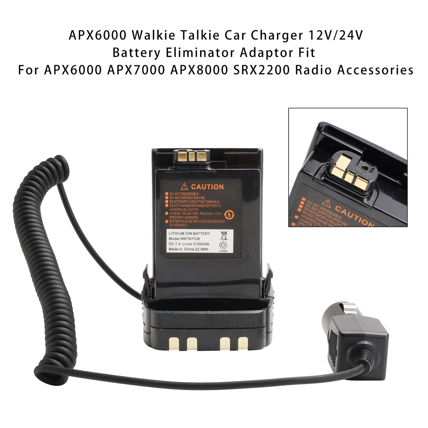 APX6000 Car Charger 12V/24V Battery Eliminator For APX7000 APX8000 SRX2200 Radio