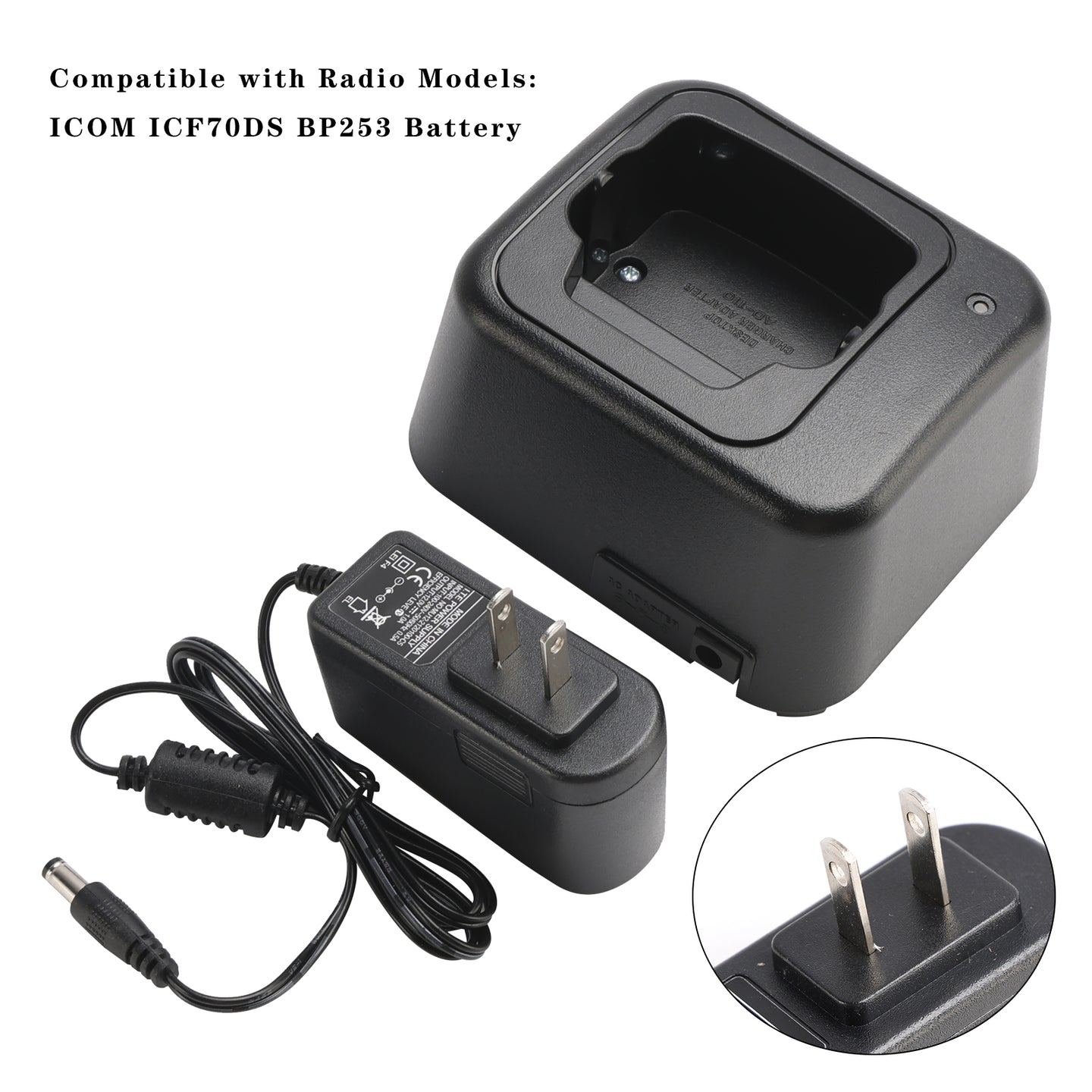 BC-119N Fast Rapid Dock Charger for ICOM ICF70DS BP253 Battery Radio US Plug