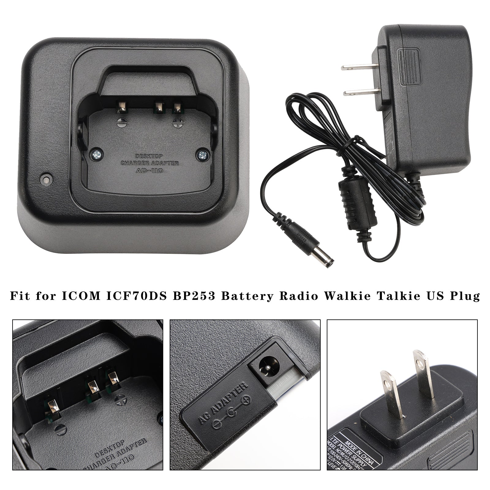 BC-119N Fast Rapid Dock Charger for ICOM ICF70DS BP253 Battery Radio US Plug