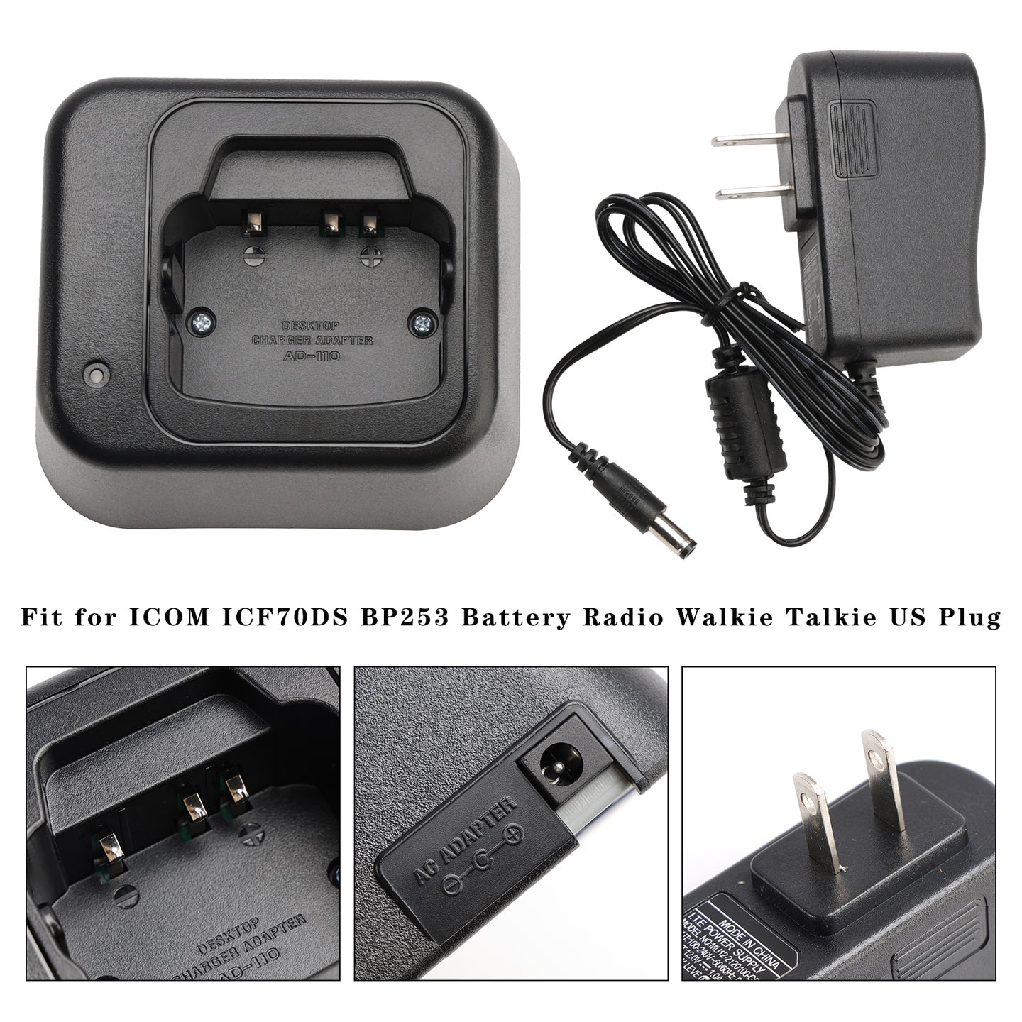 BC-119N Fast Rapid Dock Charger for ICOM ICF70DS BP253 Battery Radio US Plug