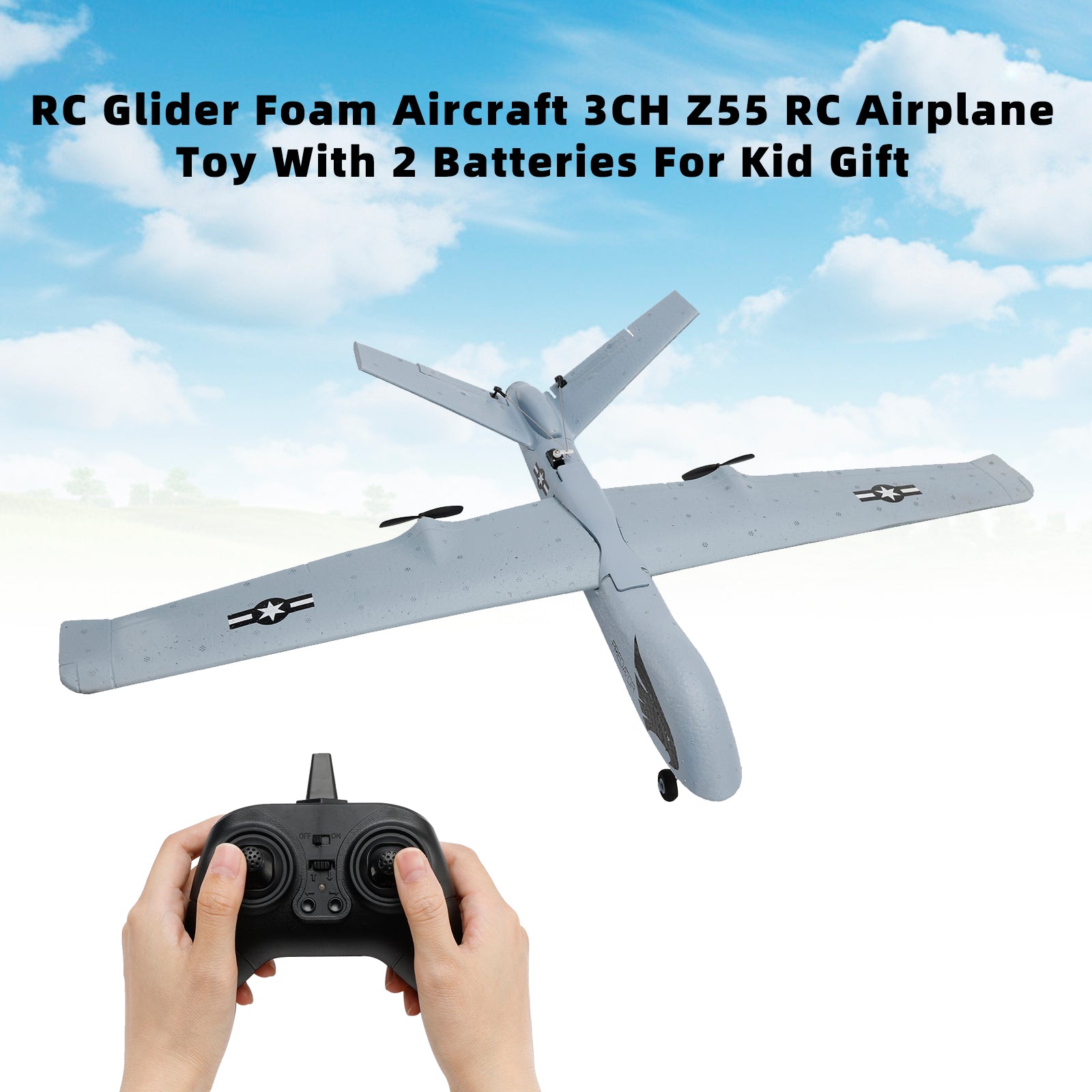 RC Glider Foam Aircraft 3CH Z55 RC Airplane Toy With 2 Batteries For Kid Gift