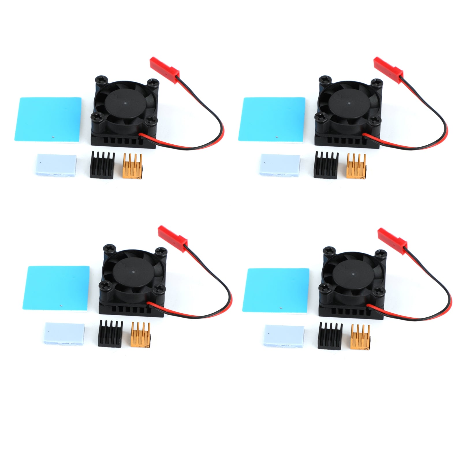 4x Squared Fan Single Fan With Heatsink Thermal adhesive For Raspberry Pi 4B/3B+