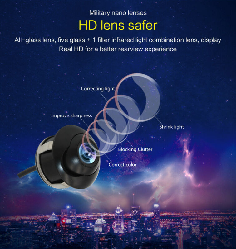 Universal Car Backup Camera Kit with Included Hole Saw, 170° Wide Angle, Night Vision, IP69K Waterproof