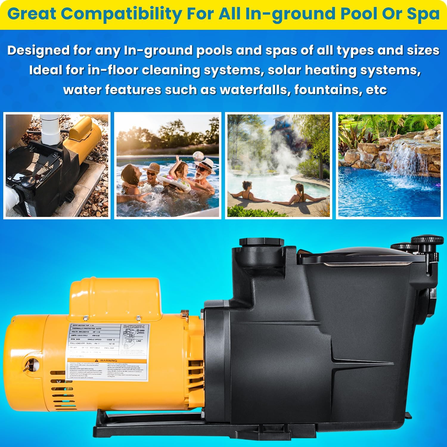 Super Pump 1 HP Single Speed Inground Pool Pump W3SP2607X10 230V For Hayward