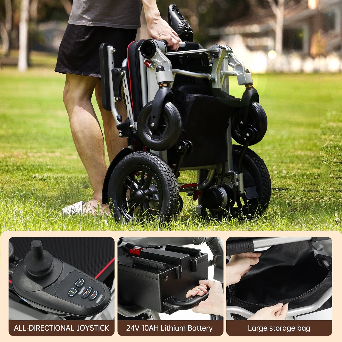 Airline-Approved Foldable Power Wheelchair for Seniors - Lightweight