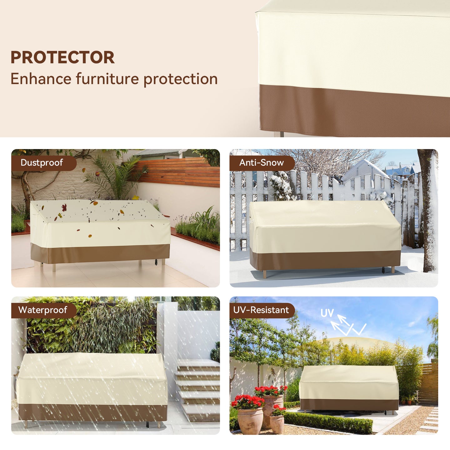 600D Sofa Covers Waterproof Patio Furniture Cover for Outdoor Couch Cover, 145*60*75cm
