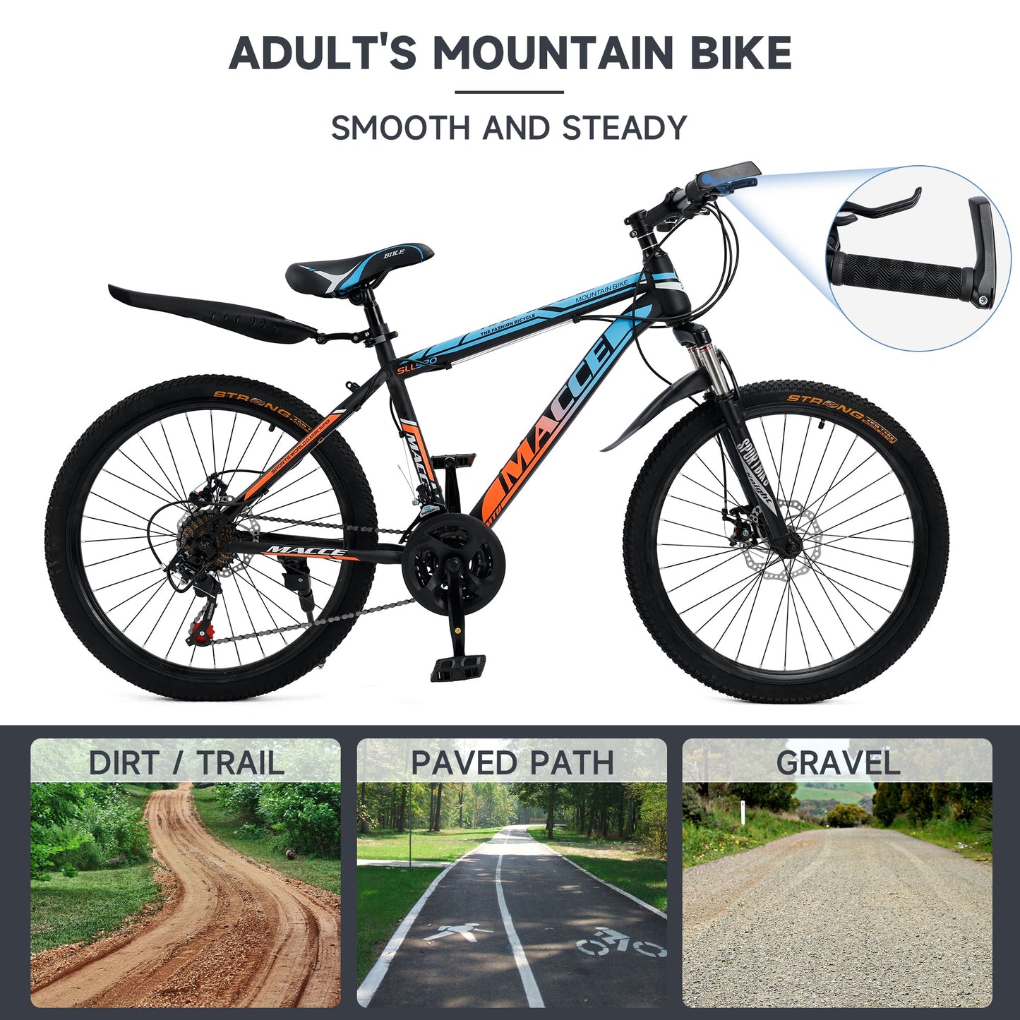 24 inch 24 Speed MTB Adult Mountain Bicycle w/ Fender