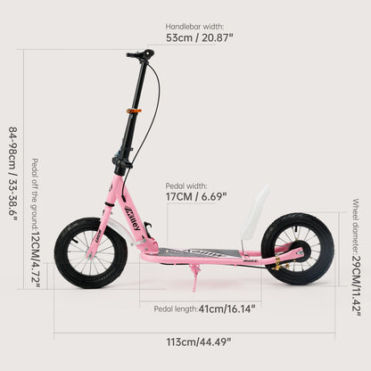 Pink 12 inch Stylish Kick Scooter for Teens and Adults