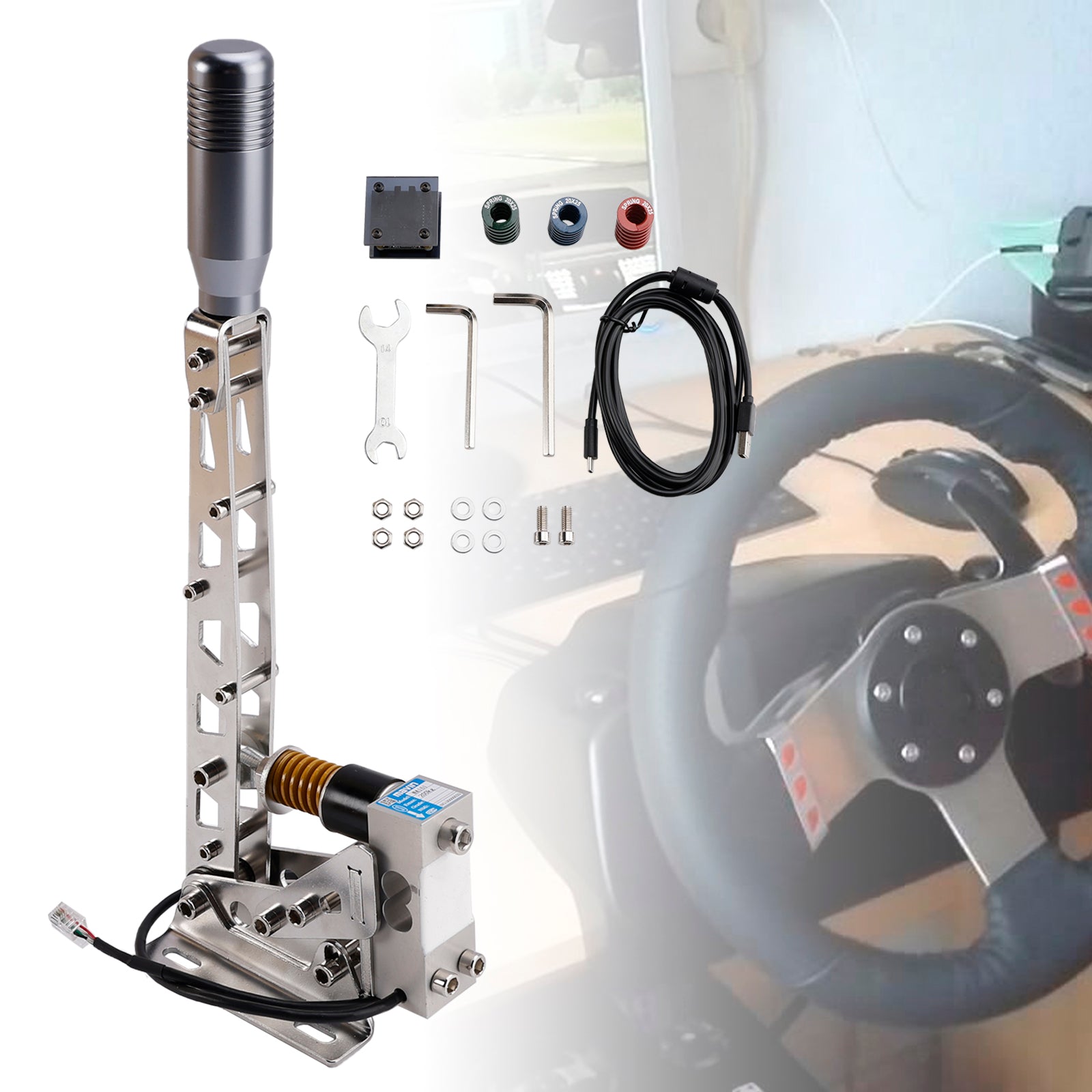 USB Handbrake Sim For PC Racing Games Logitech G29/G27/G25 T300 T500 RS PC 64bit 200KG Load Cell SIM Racing For Rally Adjustable