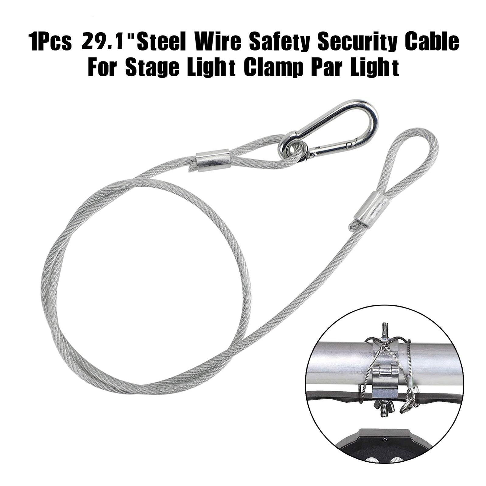 1Pcs 29.1"Steel Wire Safety Security Cable For Stage Light Clamp Par Light