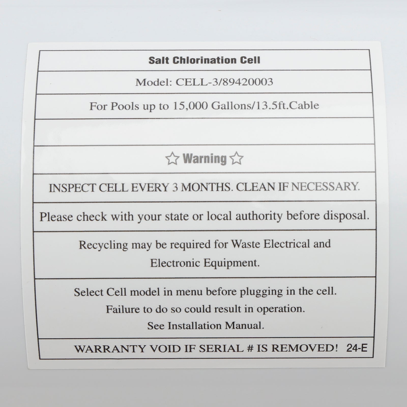 W3T-Cell-3 Replacement Salt Chlorination Cell, 15,000 Gallon TurboCell for Hayward AquaRite & SwimPure Systems