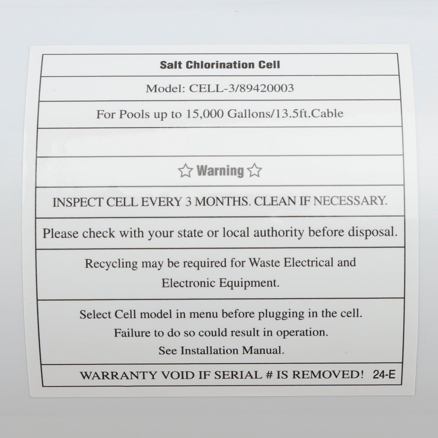 W3T-Cell-3 Replacement Salt Chlorination Cell, 15,000 Gallon TurboCell for Hayward AquaRite & SwimPure Systems