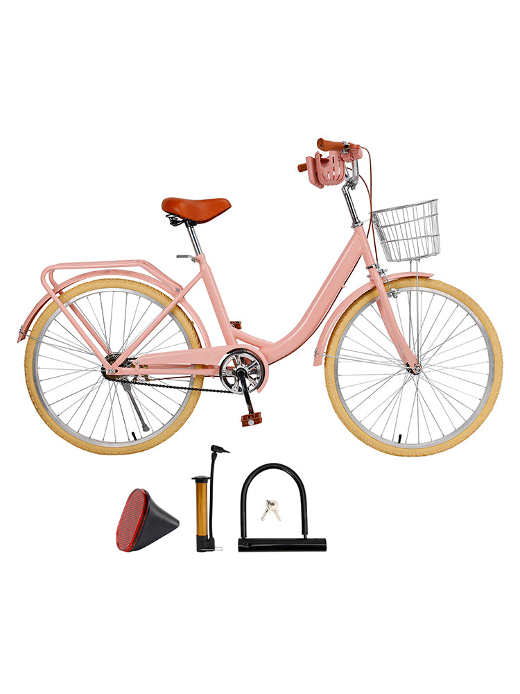 24/26 inch Women City Bicycle Beach Cruiser Bike with Basket & Rack