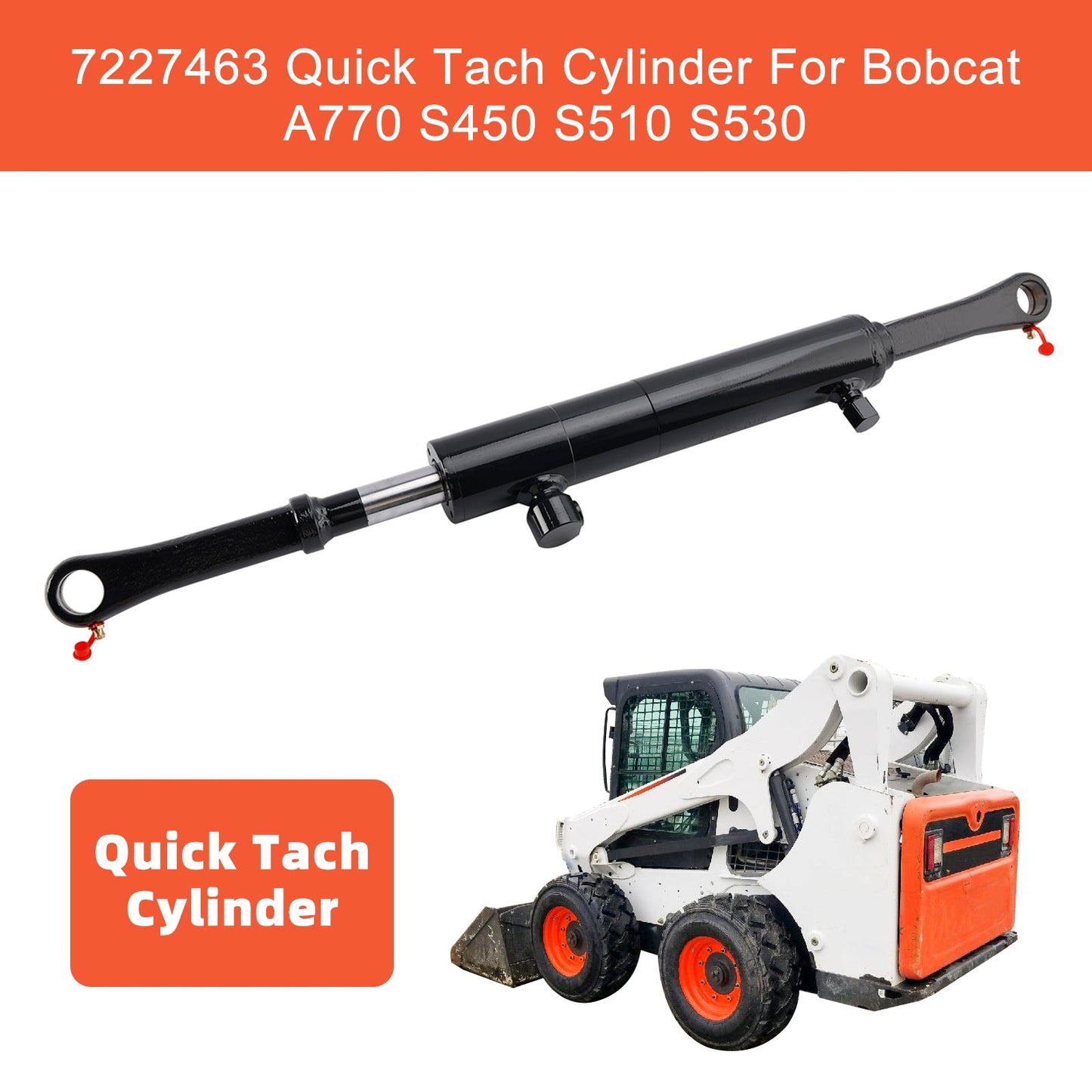 Bob-Tach Quick Tach Cylinder for Bobcat S450-S850 & T450-T870 Loaders, Replaces 7227463, 7183318